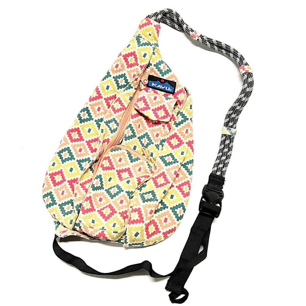 KAVU Crossbody Rope Sling Bag Backpack Tribal Aztec Southwestern Hiking Camping